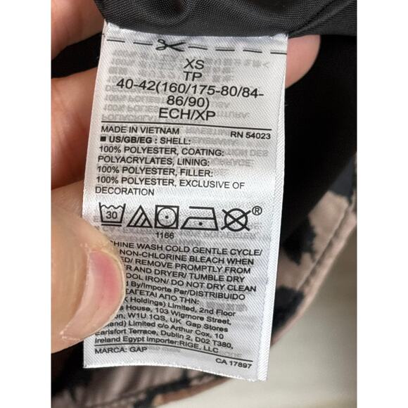 GAP Womens XS Black Tan Ombre Cheetah Print Lined Zip-Up Puffer Jacket NEW - Picture 5 of 6